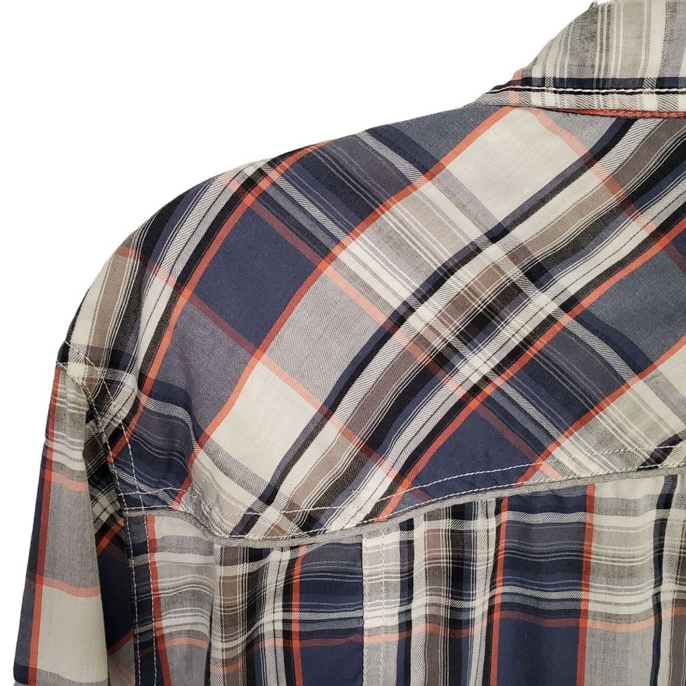 Helix Size L Shirt Casual Western Cowboy Button Front Athletic Fit Chest Pockets - Picture 6 of 8